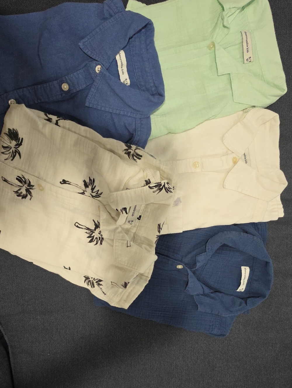 abercrombie kids Button-Down Pack — Blue, Light Green, Cream, Navy, Palm-Print